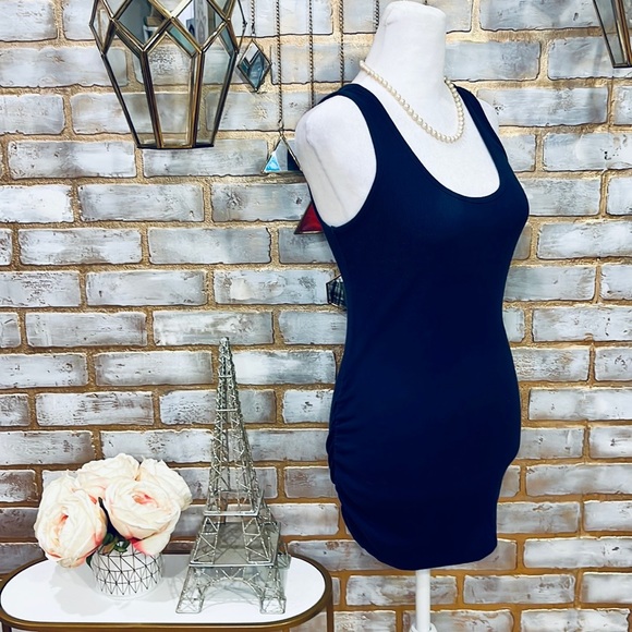 Old Navy Blue Fitted Ribbed Maternity Tank Top with Ruching, Women’s Size XS. - Picture 9 of 11